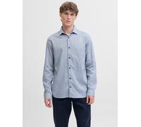 Langarmhemd JACK & JONES "JPRBLAPARKER MELANGE L/S SHIRT BF", Herren, Gr. M, N-Gr, navy blazer, Web, Obermaterial: 58% Lyocell, 42% Baumwolle, unifarben, regular fit, Hemden (16588746-M) navy blazer