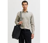 Langarmhemd JACK & JONES "JPRBLAPARKER Slim Fit Hemd, atmungsaktiv, ideal für den Alltag", Herren, Gr. L, N-Gr, smokey olive, Web, Obermaterial: 100% Baumwolle, unifarben, slim fit normal, ohne Aussch