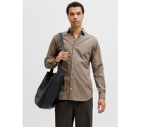 Langarmhemd JACK & JONES "JPRBLAPARKER Slim Fit Hemd, atmungsaktiv, ideal für den Alltag", Herren, Gr. L, N-Gr, demitasse, Web, Obermaterial: 100% Baumwolle, unifarben, slim fit normal, ohne Ausschnit