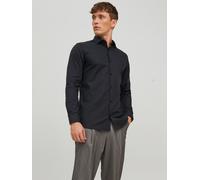 Langarmhemd JACK & JONES "JPRBLAPARKER Slim Fit Hemd, atmungsaktiv, ideal für den Alltag", Herren, Gr. S, N-Gr, schwarz, Web, Obermaterial: 100% Baumwolle, unifarben, slim fit normal, ohne Ausschnitt,