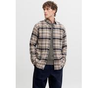 Langarmhemd JACK & JONES "JPRBLUBARKLEY FLANNEL X-MAS L/S SHIRT CH", Herren, Gr. M, N-Gr, simply taupe, Web, Obermaterial: 100% Baumwolle, kariert, regular fit, Hemden (86998137-M) simply taupe