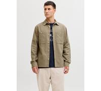Langarmhemd JACK & JONES "JPRBLURAYLE LINEN BL. SOLID LS SHIRT SN", Herren, Gr. M, N-Gr, mermaid, Web, Obermaterial: 70% Baumwolle, 30% Leinen, unifarben, normal, Hemden (33878546-M) mermaid