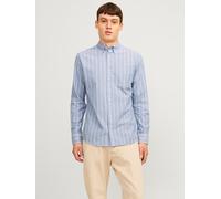 Langarmhemd JACK & JONES "JPRBROOK OXFORD SHIRT L/S NOOS", Damen, Gr. S, N-Gr, blau (chambray blau stripes:slim fit), Web, Obermaterial: 97% Baumwolle, 3% Elasthan, gestreift, slim fit, Hemden Langarm