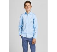 Langarmhemd JACK & JONES JUNIOR "JPRPARMA cool, elastisch, kombinierbar", Jungen, Gr. 176, N-Gr, blau (cashmere blau), Web, Obermaterial: 98% Baumwolle, 2% Elasthan, unifarben, regular fit normal, 2-K