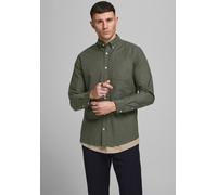 Langarmhemd JACK & JONES "OXFORD SHIRT", Herren, Gr. L, N-Gr, grün (olivgrün), Web, Obermaterial: 100% Baumwolle, schmal, Hemden (94699650-L) olivgrün