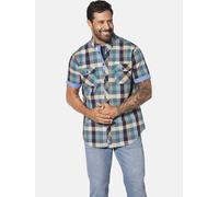 Langarmhemd JAN VANDERSTORM "Doppelpack Hemd GJELLE", Herren, Gr. XXL, weit, orange (orange blau kariert), Obermaterial: 100% Baumwolle CO., Hemden (15902718-XXL) orange blau kariert