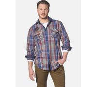 Langarmhemd JAN VANDERSTORM "Hemd DETRIK", Herren, Gr. 6XL, weit, blau (blau kariert), Obermaterial: 100% Baumwolle CO., Hemden (78550417-6XL) blau kariert