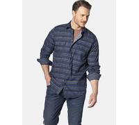 Langarmhemd JAN VANDERSTORM "Hemd HALJORN", Herren, Gr. XL, weit, braun (blau gemustert), Obermaterial: 100% Baumwolle CO., Hemden (87263414-XL) blau gemustert