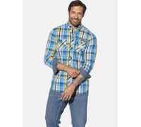 Langarmhemd JAN VANDERSTORM "Hemd JORHEIM", Herren, Gr. 5XL, weit, blau (blau kariert), Obermaterial: 100% Baumwolle CO., Hemden (59812910-5XL) blau kariert