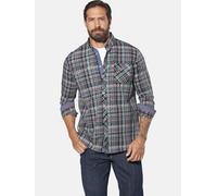 Langarmhemd JAN VANDERSTORM "Hemd JORHOLM", Herren, Gr. 3XL, weit, blau (petrol kariert), Obermaterial: 100% Baumwolle CO., Hemden (13812605-XXXL) petrol kariert