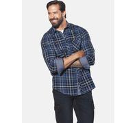 Langarmhemd JAN VANDERSTORM "Hemd NORSEN", Herren, Gr. 3XL, weit, blau (dunkelblau kariert), Obermaterial: 100% Baumwolle CO., Hemden (23483327-XXXL) dunkelblau kariert