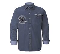 Jan Vanderstorm Herren Hemd Raiko | detailreiches Langarm-Hemd | Reine Baumwolle | große Größen L-7XL dunkelblau, 3XL (XXXL) - 47/48