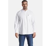 Jan Vanderstorm Herren Stehkragenhemd Kallu Hemd mit Stehkragen| einfarbig in Leinen-Optik | langärmliges Basic Oberhemd | 100% Baumwolle | Größe L - 7XL weiß, L - 41/42
