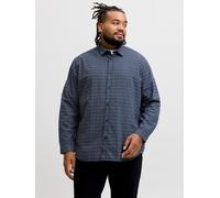 Langarmhemd "JJCARTER CHECK SHIRT LS SN PLS", Herren, Gr. 4XL, N-Gr, navy blazer, Web, Obermaterial: 100% Baumwolle, JACK & JONES PLUSSIZE, kariert, relaxed fit normal, ohne Ausschnitt, 1-Knopf-Mansch