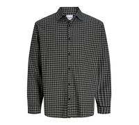 Langarmhemd "JJCARTER CHECK SHIRT LS SN PLS", Herren, Gr. 4XL, N-Gr, schwarz-weiß (schwarz), Web, Obermaterial: 100% Baumwolle, JACK & JONES PLUSSIZE, kariert, relaxed fit normal, ohne Ausschnitt, 1-K