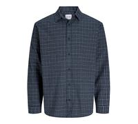 Langarmhemd "JJCARTER CHECK SHIRT LS SN PLS", Herren, Gr. 5XL, N-Gr, navy blazer, Web, Obermaterial: 100% Baumwolle, JACK & JONES PLUSSIZE, kariert, relaxed fit normal, ohne Ausschnitt, 1-Knopf-Mansch
