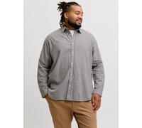Langarmhemd "JJCARTER CHECK SHIRT LS SN PLS", Herren, Gr. 6XL, N-Gr, grau (cloud dancer), Web, Obermaterial: 100% Baumwolle, JACK & JONES PLUSSIZE, kariert, relaxed fit normal, ohne Ausschnitt, 1-Knop