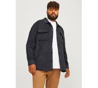 Langarmhemd "JJEBRADLEY OLLIE OVERSHIRT LS NOOS PLS", Damen, Gr. 5XL, N-Gr, schwarz, Web, Obermaterial: 70% Polyester, 26% Polyacryl, 2% Polyamid, 1% Wolle, 1% Viskose, JACK & JONES PLUSSIZE, gemuster