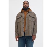 Langarmhemd "JJEBRADLEY OLLIE OVERSHIRT LS NOOS PLS", Herren, Gr. 4XL, N-Gr, delicioso, Web, Obermaterial: 70% Polyester, 20% Polyacryl, 8% Nylon, 2% Viskose, JACK & JONES PLUSSIZE, kariert, relaxed f