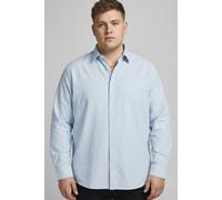 Langarmhemd "JJEBREEZE LINEN BLEND SHIRT L/S SN PLS", Herren, Gr. 5XL, N-Gr, blau (celestial blau), Web, Obermaterial: 70% Baumwolle, 30% Leinen, JACK & JONES PLUSSIZE, Hemden, mit auffälliger Knopfle