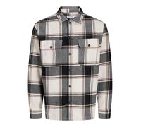 Langarmhemd "JJECHARGE OVERSHIRT LS SN PLS", Herren, Gr. 3XL, N-Gr, beige (crockery), Web, Obermaterial: 60% Baumwolle, 40% Polyester, JACK & JONES PLUSSIZE, unifarben, regular fit, Hemden Langarmhemd