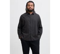 Langarmhemd "JJECLASSIC MELANGE SHIRT L/S SN PLS", Herren, Gr. 5XL, N-Gr, grau (dunkelgrau melange), Web, Obermaterial: 100% Baumwolle, JACK & JONES PLUSSIZE, unifarben, modisch, regular fit, Langarm,