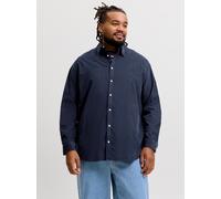 Langarmhemd "JJEFIELD CORD SHIRT LS SN PLS", Herren, Gr. 5XL, N-Gr, blau (navy blazer), Web, Obermaterial: 100% Baumwolle, JACK & JONES PLUSSIZE, unifarben, regular fit normal, ohne Ausschnitt, 1-Knop