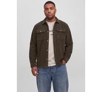Langarmhemd "JJEREGENT CORD OVERSHIRT LS SN PLS", Herren, Gr. 4XL, N-Gr, braun (rosin), Web, Obermaterial: 100% Baumwolle, JACK & JONES PLUSSIZE, unifarben, regular fit normal, ohne Ausschnitt, 1-Knop