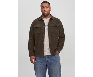 Langarmhemd "JJEREGENT CORD OVERSHIRT LS SN PLS", Herren, Gr. 4XL, N-Gr, braun (rosin), Web, Obermaterial: 100% Baumwolle, JACK & JONES PLUSSIZE, unifarben, regular fit normal, ohne Ausschnitt, 1-Knop