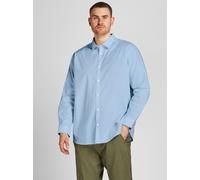 Langarmhemd "JJJOE SHIRT LS PLAIN PLS", Herren, Gr. 3XL, N-Gr, cashmere blau, Web, Obermaterial: 65% Polyester, 35% Baumwolle, JACK & JONES PLUSSIZE, unifarben, regular fit, Hemden (62076349-XXXL) cas