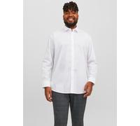 Langarmhemd "JJJOE SHIRT LS PLAIN PLS", Herren, Gr. 5XL, N-Gr, weiß, Web, Obermaterial: 65% Polyester, 35% Baumwolle, JACK & JONES PLUSSIZE, unifarben, regular fit normal, 2-Knopf-Manschette, Hemden, 