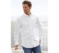 Langarmhemd JOHN DEVIN "elastische Baumwollqualität", Herren, Gr. XL (43/44), N-Gr, weiß, Web, Obermaterial: 97% Baumwolle, 3% Elasthan, unifarben, körpernah, Rundhals, 1-Knopf-Manschette, Hemden, für