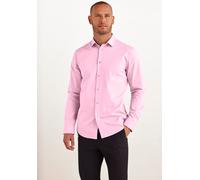 Langarmhemd JOHN DEVIN "elastische Baumwollqualität", Herren, Gr. XXL (45/46), N-Gr, rosa (rose), Web, Obermaterial: 97% Baumwolle, 3% Elasthan, unifarben, körpernah, Rundhals, 1-Knopf-Manschette, Hem