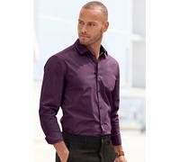 Langarmhemd JOHN DEVIN "elastische Baumwollqualität", Herren, Gr. XXXL (47/48), N-Gr, lila, Web, Obermaterial: 97% Baumwolle, 3% Elasthan, körpernah, Rundhals, 1-Knopf-Manschette, Hemden, für maximale