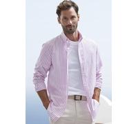 Langarmhemd JOHN DEVIN "Regular Fit", Herren, Gr. L (41/42), N-Gr, rosa (rosa, gestreift), Web, Obermaterial: 100% Baumwolle, gestreift, regular fit, Rundhals, Manschette, Hemden, Streifenhemd mit But