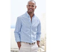 Langarmhemd JOHN DEVIN "Regular Fit", Herren, Gr. XXL (45/46), N-Gr, blau (blau, gestreift), Web, Obermaterial: 100% Baumwolle, gestreift, regular fit, Rundhals, Manschette, Hemden, Streifenhemd mit B