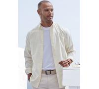 Langarmhemd JOHN DEVIN "Regular Fit", Herren, Gr. XXL (45/46), N-Gr, gelb (gelb, gestreift), Web, Obermaterial: 100% Baumwolle, gestreift, regular fit, Rundhals, Manschette, Hemden, Streifenhemd mit B