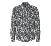Langarmhemd JOOP JEANS "Hansen", Herren, Gr. XL, N-Gr, schwarz-weiß (dunkelblau), Web, Obermaterial: 100% Baumwolle, geblümt, gemustert, mehrfarbig, regular fit, 1-Knopf-Manschette, Hemden, mit Allove