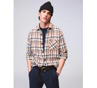 Langarmhemd JOOP JEANS "Harvi", Herren, Gr. L, N-Gr, natural, Strick, Obermaterial: 100% Baumwolle, gemustert, kariert, mehrfarbig, normal, Manschette, Hemden, mit Karomuster (35952138-L) natural