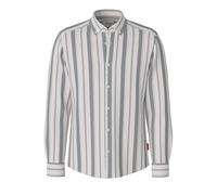 Langarmhemd JOOP JEANS "Heli", Herren, Gr. L, N-Gr, grau (natur gestreift), Web, Obermaterial: 100% Baumwolle, gemustert, gestreift, mehrfarbig, regular fit normal, 1-Knopf-Manschette, Hemden, mit Str
