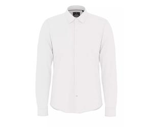 Langarmhemd JOOP "Pit", Herren, Gr. 39, N-Gr, weiß, Web, Obermaterial: 97% Baumwolle, 3% Elasthan, unifarben, slim fit normal, 2-Knopf-Manschette, Hemden (28039426-39) weiß