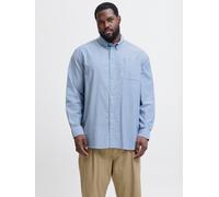 Langarmhemd "JPRBLUBROOK OXFORD SHIRT L/S NOOS PLS", Herren, Gr. 4XL, N-Gr, blau (cashmere blau fit:slim fit), Web, Obermaterial: 97% Baumwolle, 3% Elasthan, JACK & JONES PLUSSIZE, unifarben, slim fit