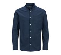 Langarmhemd "JPRBLUBROOK OXFORD SHIRT L/S NOOS PLS", Herren, Gr. 6XL, N-Gr, blau (navy blazer fit:slim fit), Web, Obermaterial: 97% Baumwolle, 3% Elasthan, JACK & JONES PLUSSIZE, unifarben, slim fit n