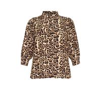 Langarmhemd KAFFE CURVE "Damen Langarm - Hemd KCperla", Damen, Gr. 48, N-Gr, beige (naturel leopard print), Obermaterial: 50% Viskose CV. 50% Viskose LENZING ECOVERO CV LenzEcov., Hemden (33419438-48)