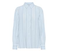 Langarmhemd KAFFE "Langarm - Hemd KAmilia", Damen, Gr. 44, N-Gr, weiß (chalk, soft chambray stripe), Obermaterial: 70% Viskose CV. 30% Leinen LI., Hemden (60894910-44) chalk, soft chambray stripe