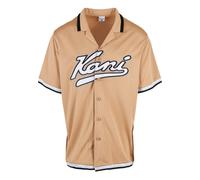 Langarmhemd KARL KANI "Karl Kani Herren KM214-018-1 Varsity Baseball Shirt sand", Herren, Gr. XL, US-Größen, sand, 100% Polyester, normal, Hemden (88614912-XL) sand