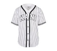 White / Black S Karl Kani Serif Pinstripe Baseball Jersey