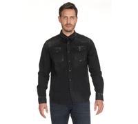 Langarmhemd LE TEMPS DES CERISES "JUANITO", Herren, Gr. L, EURO-Größen, schwarz, 100% Baumwolle, unifarben, Hemden, mit aufgesetzten Brusttaschen (11028455-L) schwarz