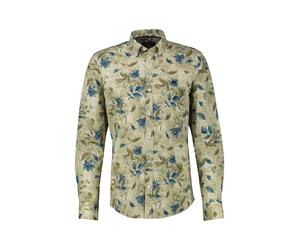Langarmhemd LERROS "Floral designtes Herrenhemd in Übergrössen", Herren, Gr. 5XL, extraweit, foam weiß, 97% Baumwolle, 3% Elasthan, Hemden (60689324-5XL) foam weiß
