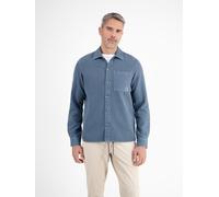 Langarmhemd LERROS "Hemdjacke in kerniger Struktur", Herren, Gr. S, Normalgrößen, blau (crispy blau), 100% Baumwolle, Hemden Langarmhemd (29870535-S)